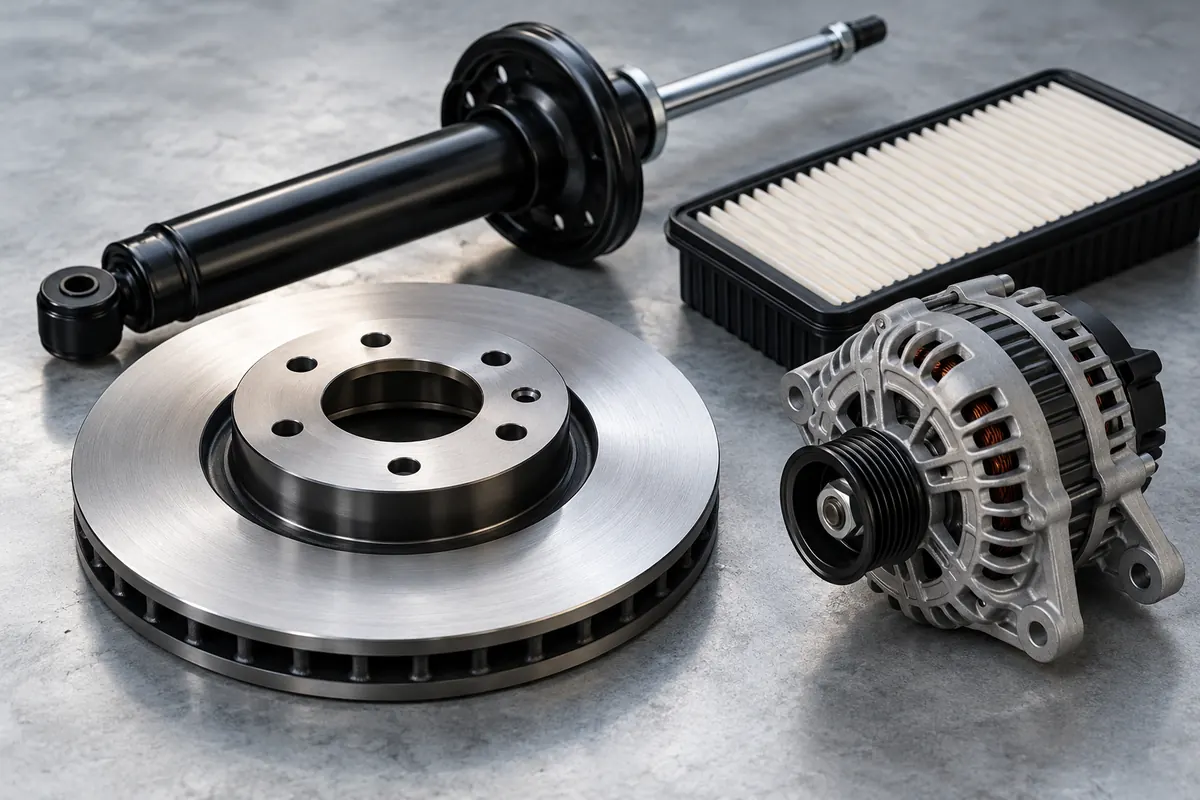 Brake disc, shock absorber, filter, and automotive components.